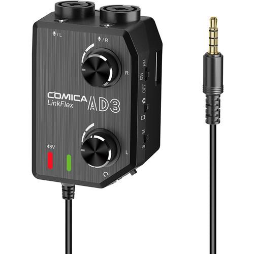 Mezclador de audio de doble canal Comica Audio LINKFLEX AD3 para cámara y teléfono inteligente